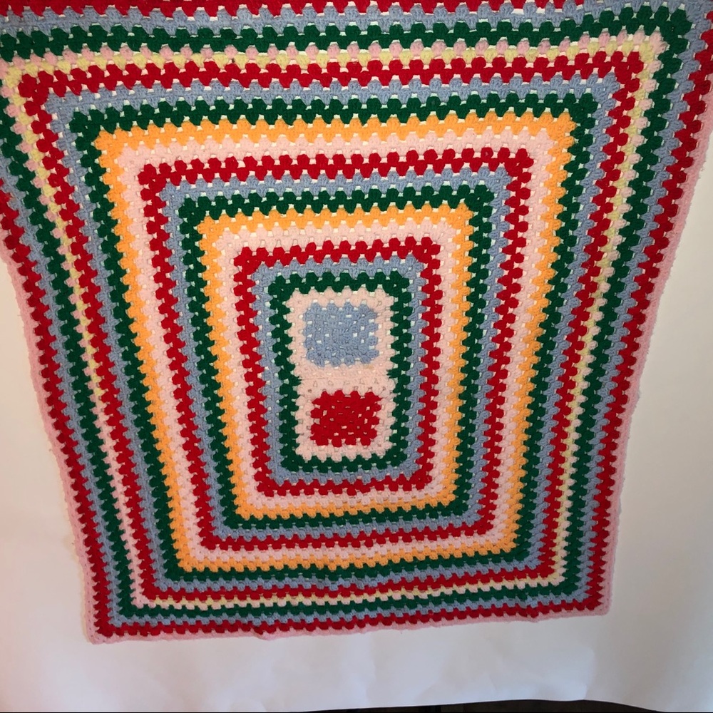 Crochet blanket Table Throw Squares Multicolor‎